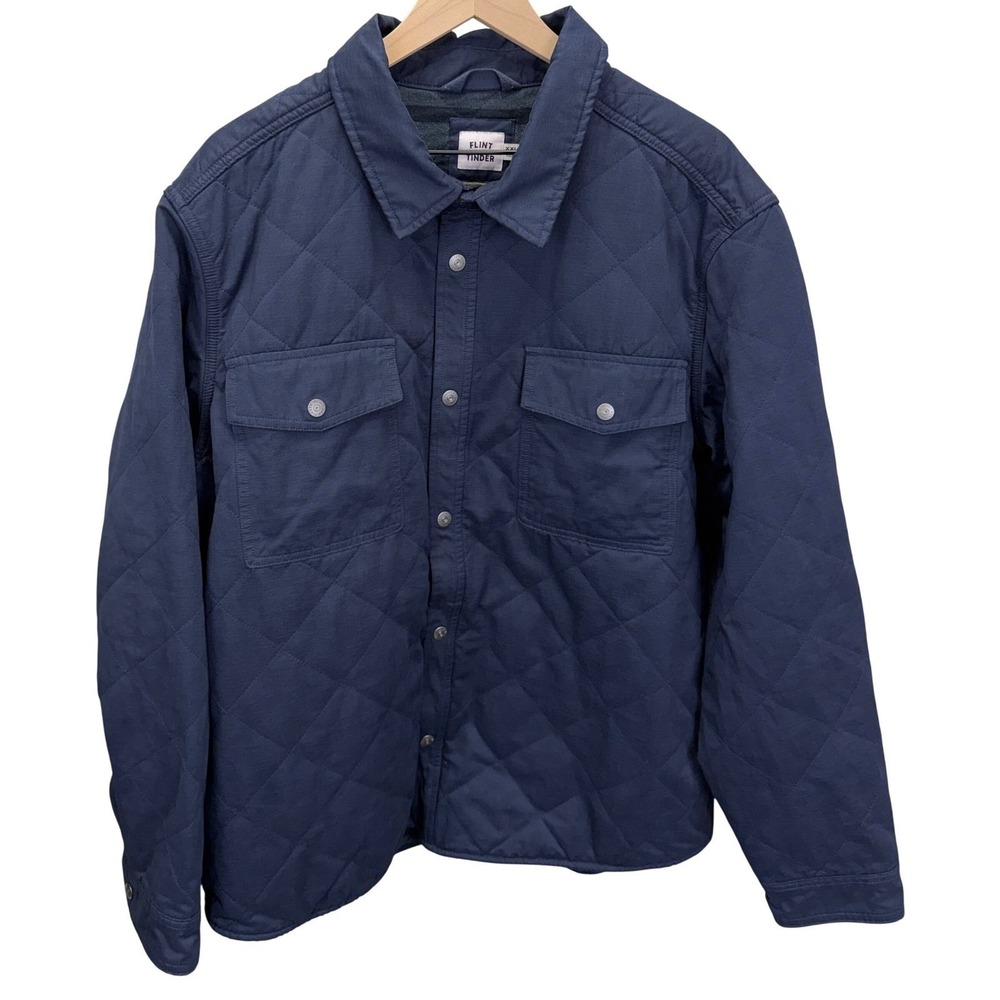 Flint and Tinder Quilted Shirt Jacket Navy Mens Size XXL Heritage Chore Utility